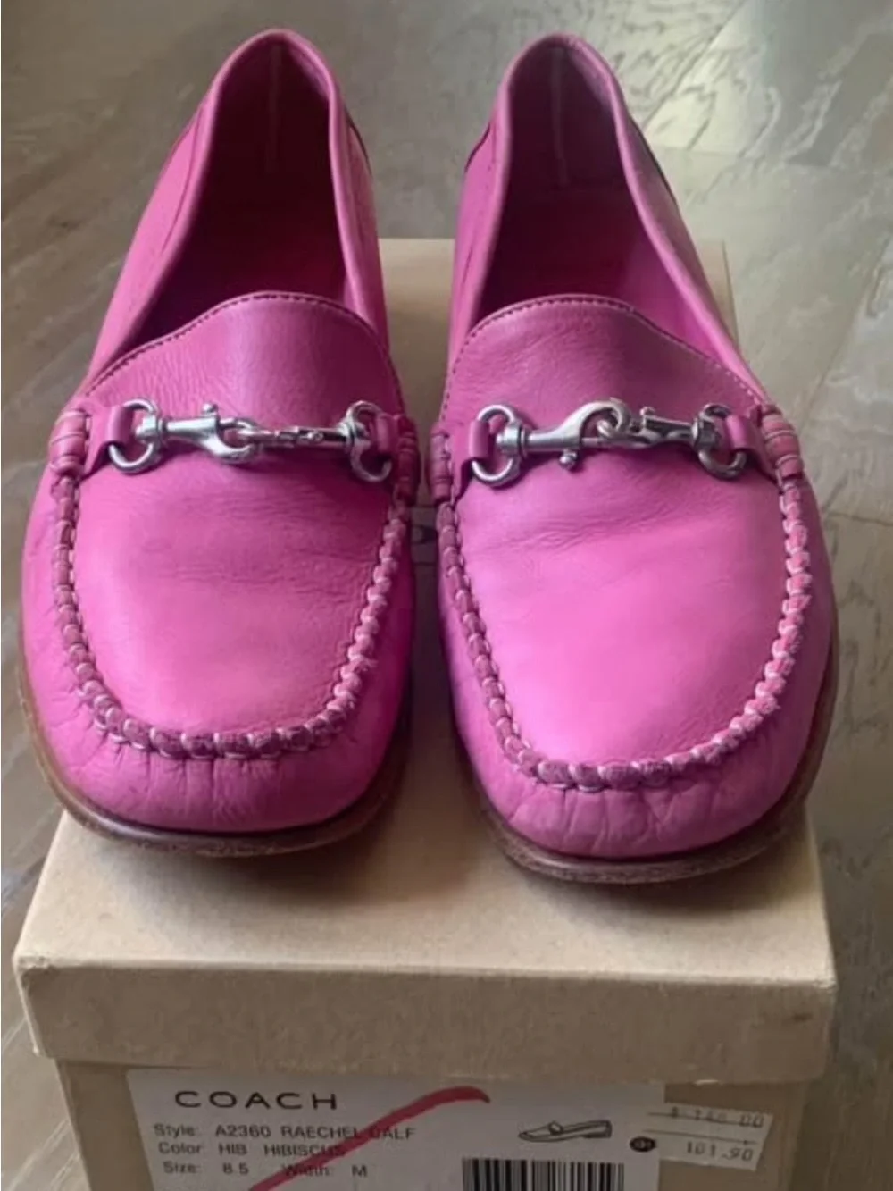 Coach Pink Leather Horsebit Loafers